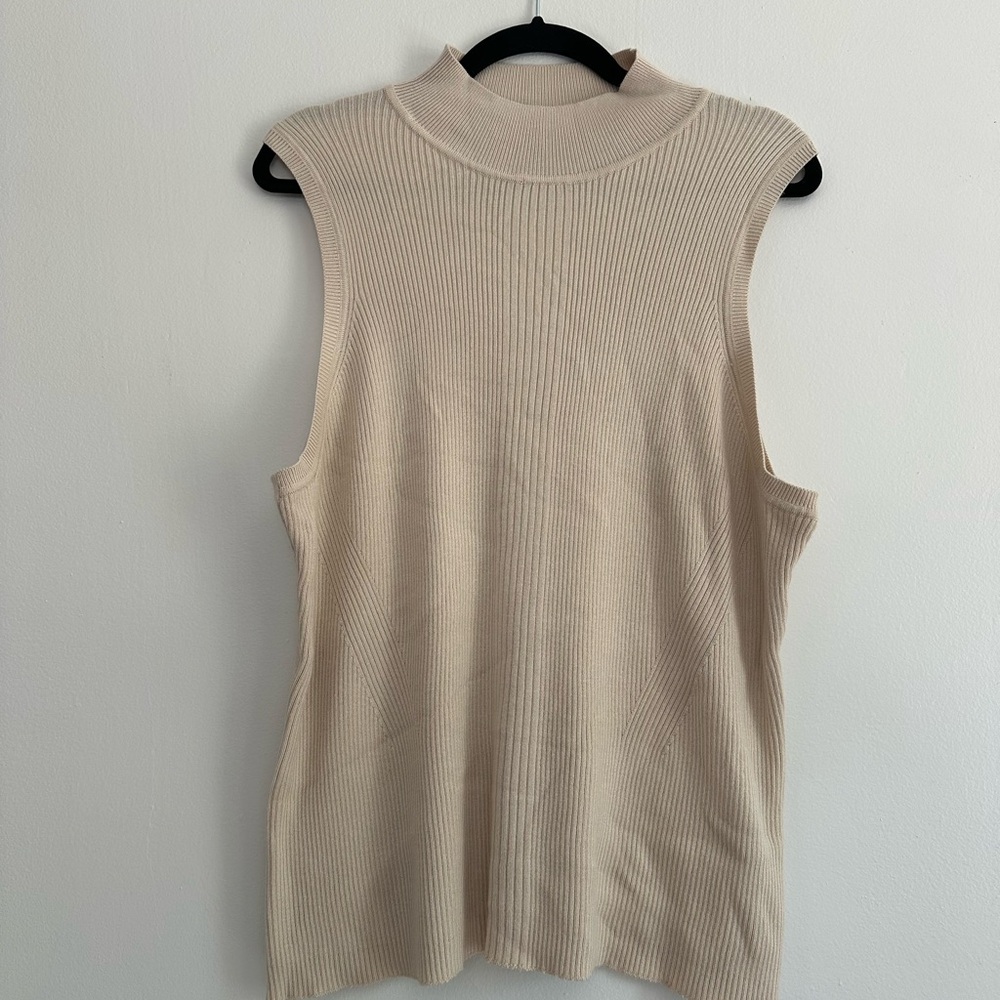 Ophelia Roe Sleeveless Ribbed Knit Top - Cream